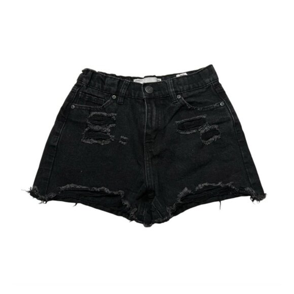Urban Outfitters Black High-Waisted Distressed Denim Shorts - Picture 1 of 3